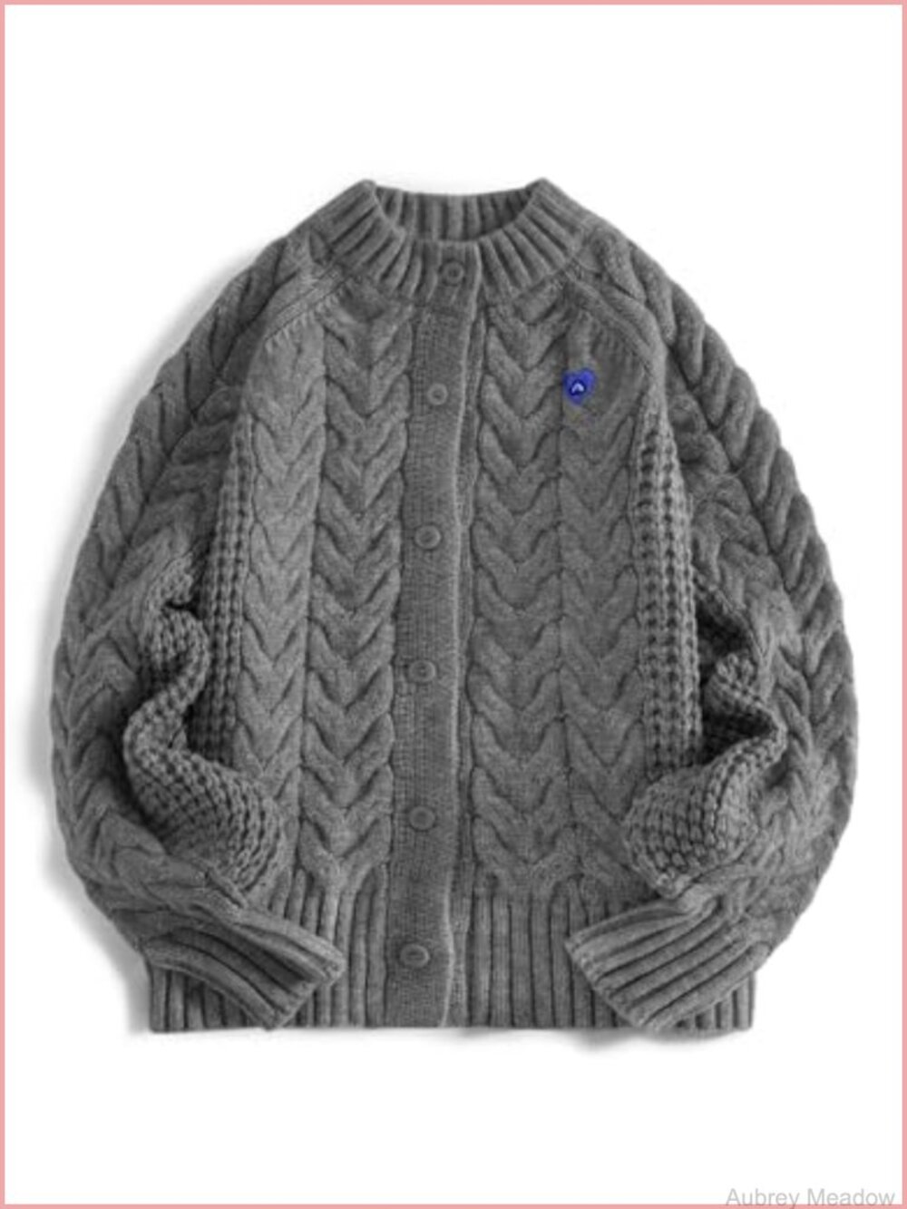 Oversized Cable Knit Chunky Cardigan Button Down Lantern Sleeve